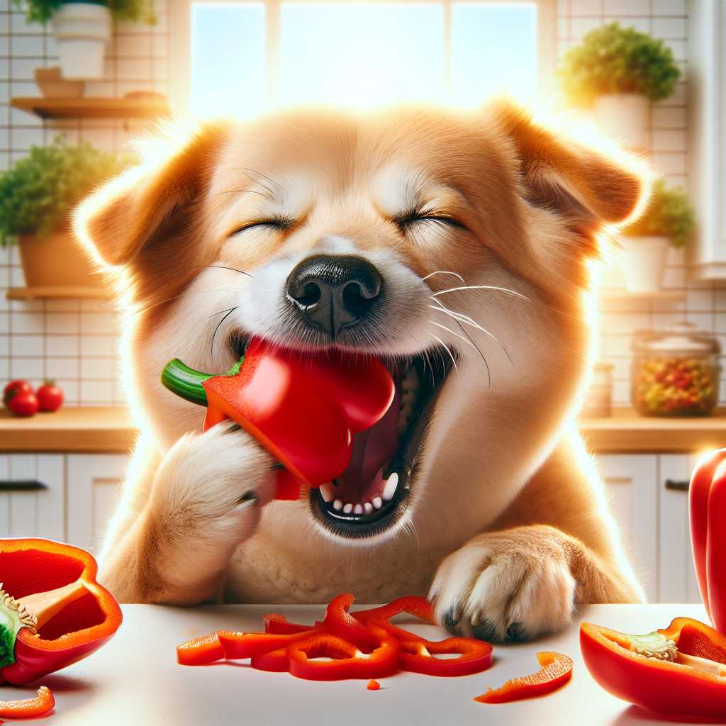 En Hund som Spiser en Rød Paprika